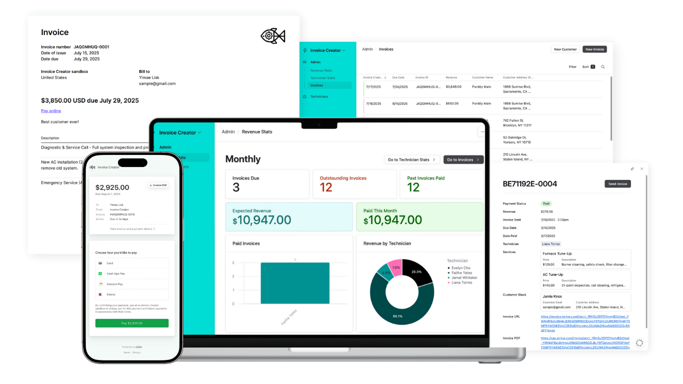 Invoice system dashboard
